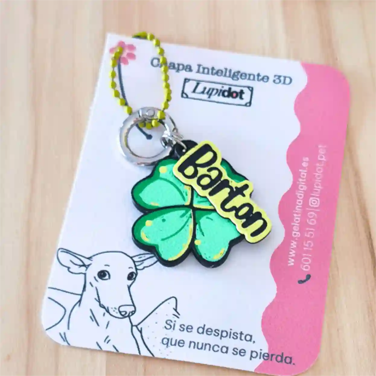 Chapa identificativa para mascotas | Lupidot Trébol de cuatro hojas - Imagen 2
